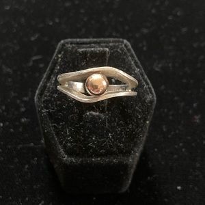 TOCARA Deborah Hammered Sterling Silver & 14KRoseGP Wave design Opensides Size 9